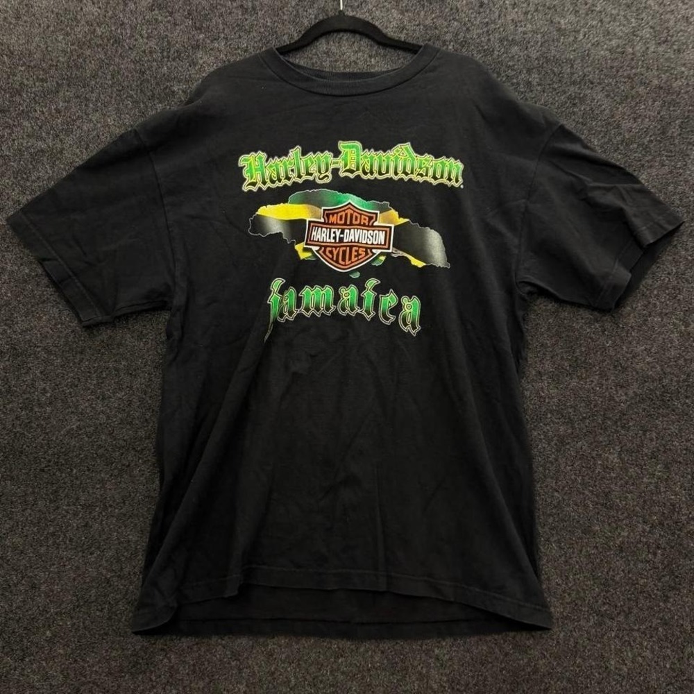 Harley Davidson Jamaica Tee Men's XL Black Tourist Motorcycle Graphic Shirt